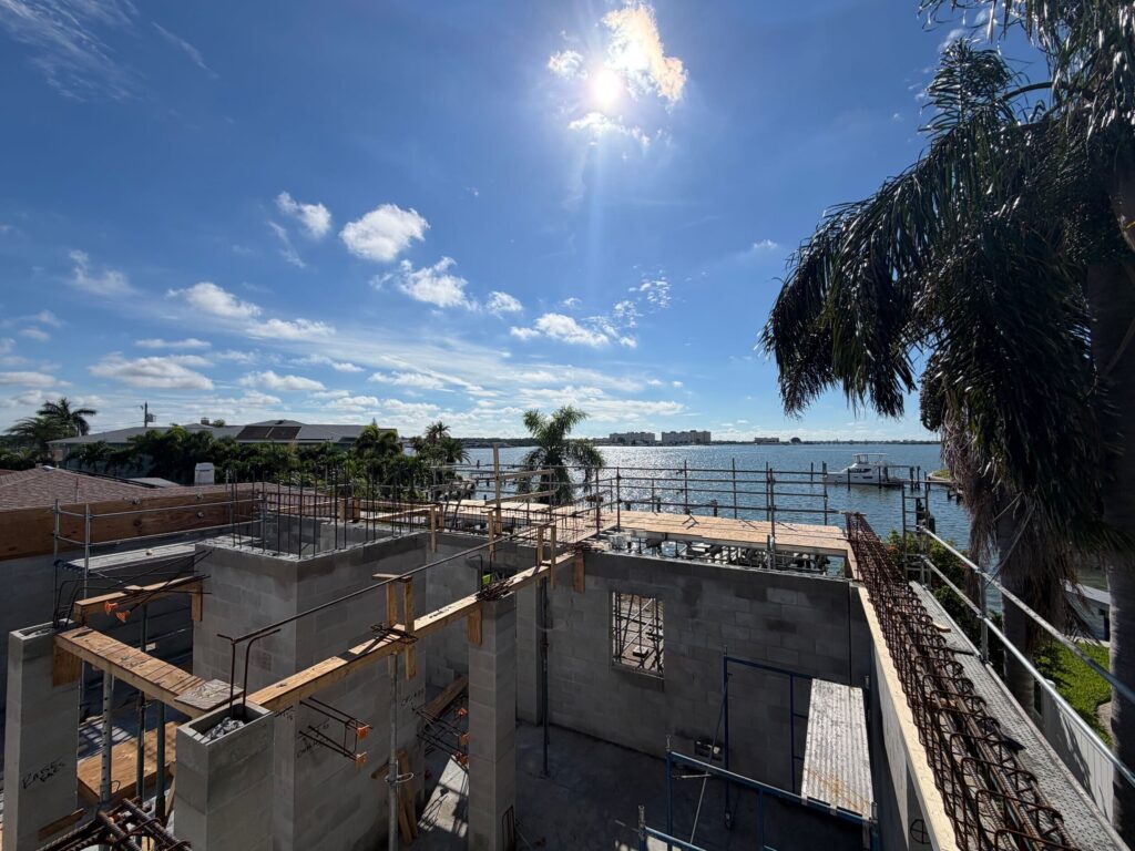New flood-compliant waterfront home under construction in Tampa Bay